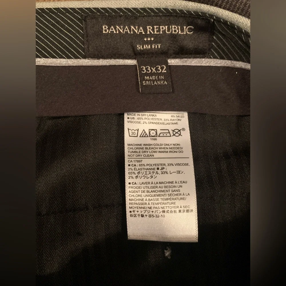 Banana Republic Slim Fit Men’s Grey W/ Blue Pinstripe Slacks/ Dress Pants 33x32